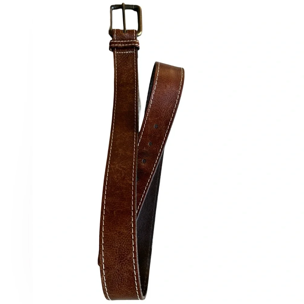 Men’s Banana Republic Brown Worn Broken-In Leather Bronze Buckle Belt